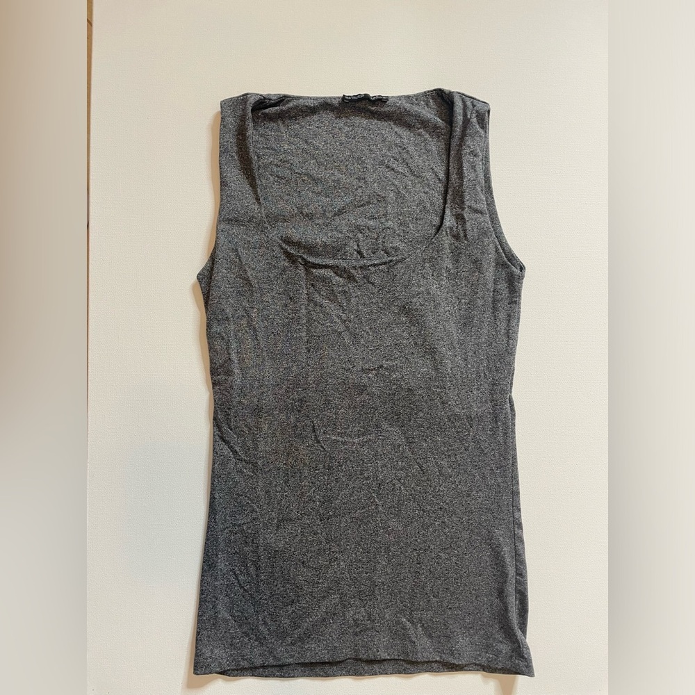 Zara marl square neck grey tank